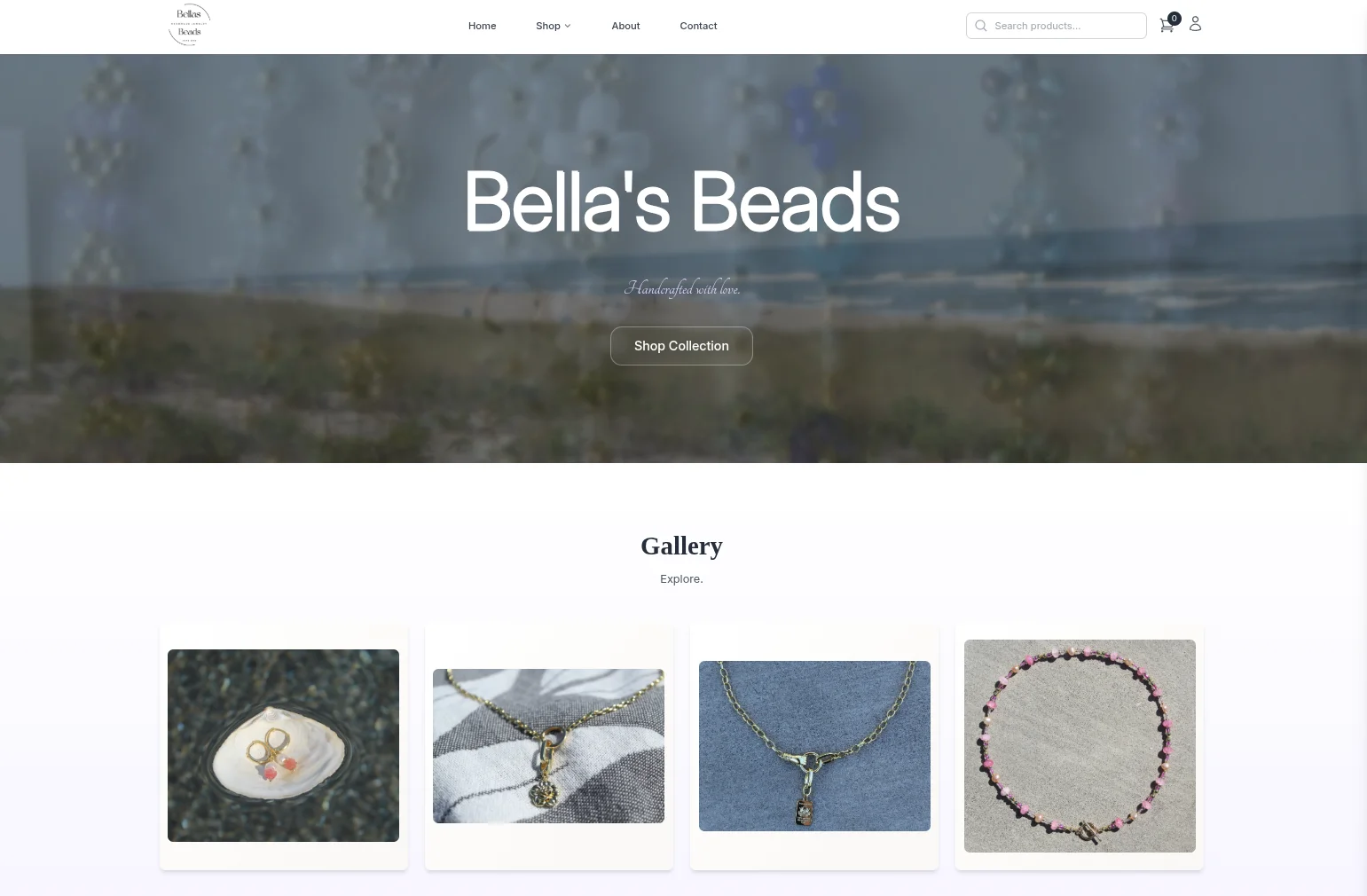 Bella's Beads landing page